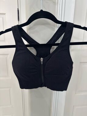 Yogalicious Seamless Katie Zip Sports Bra Black Size S Padded Gym Training Yoga